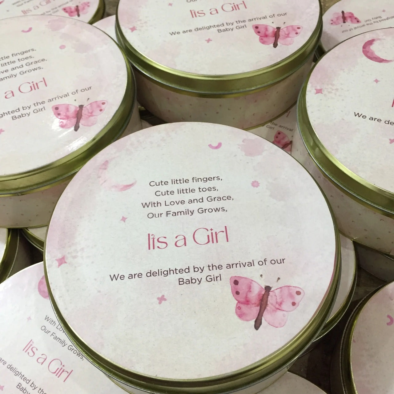 Baby Girl Announcement Half Kg Tin Box